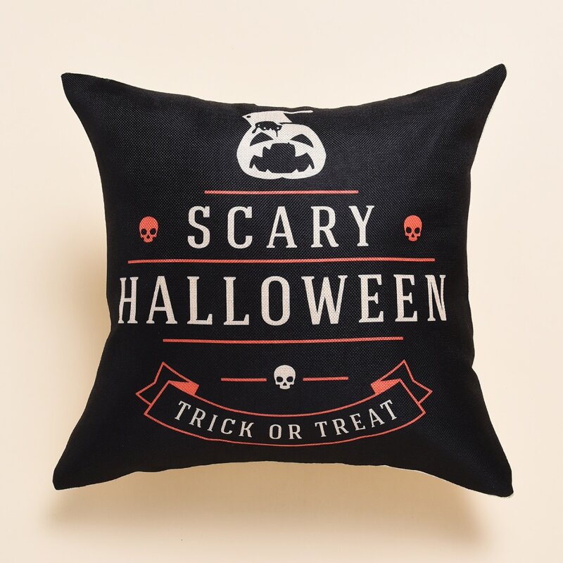 

Halloween Letter Graphic Cushion Cover Without Filler, Black