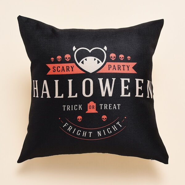 

Halloween Pattern Cushion Cover Without Filler, Black