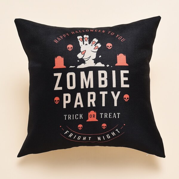 

Halloween Pattern Cushion Cover Without Filler, Black