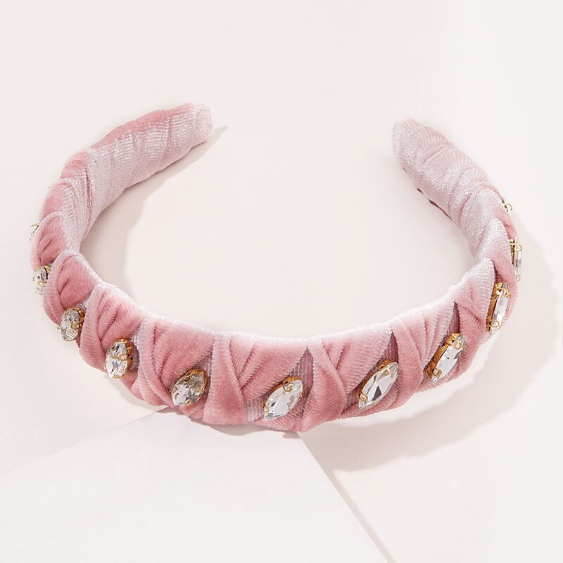 

Gemstone Decor Velvet Hair Hoop, Pink
