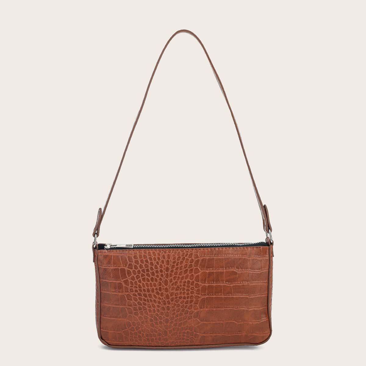 

Croc Embossed Baguette Bag, Brown