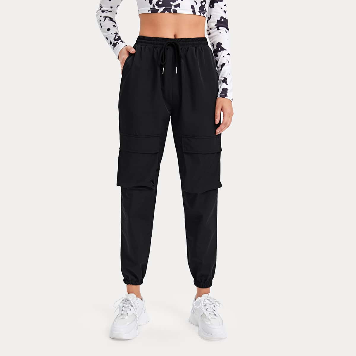 

Cargo Pocket Drawstring Pants, Black