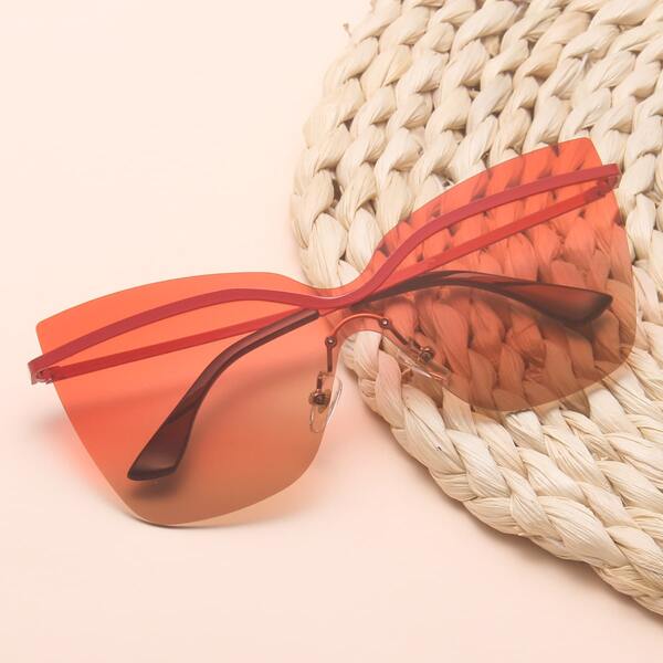 

Tinted Lens Rimless Sunglasses, Multicolor