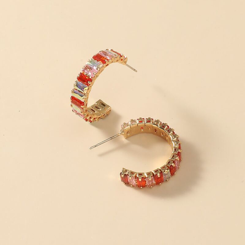 

Rhinestone Decor Cuff Hoop Earrings, Multicolor