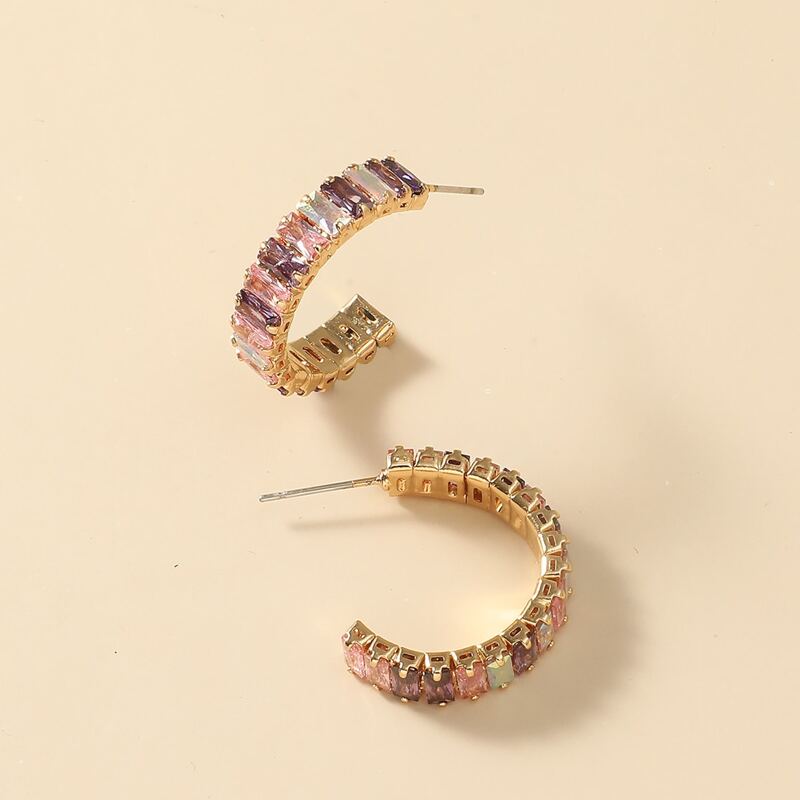 

Rhinestone Decor Cuff Hoop Earrings, Multicolor
