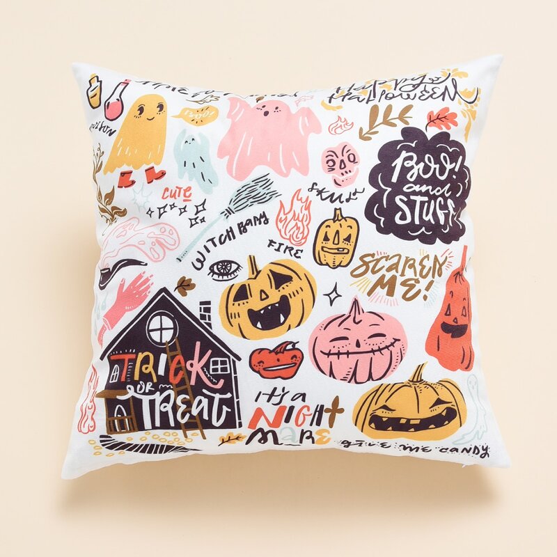 

Halloween Pattern Cushion Cover Without Filler, Multicolor
