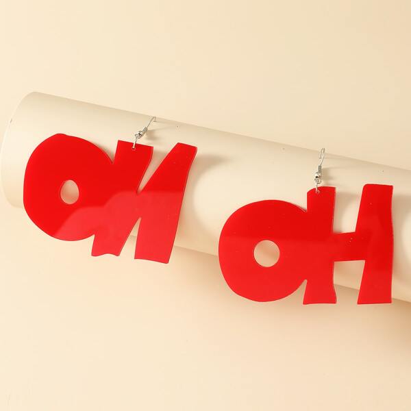 

Letter Drop Earrings, Red