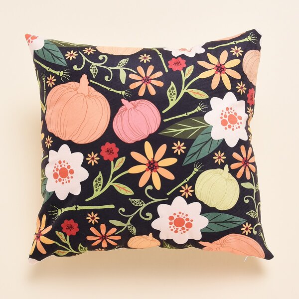 

Flower Print Cushion Cover Without Filler, Multicolor