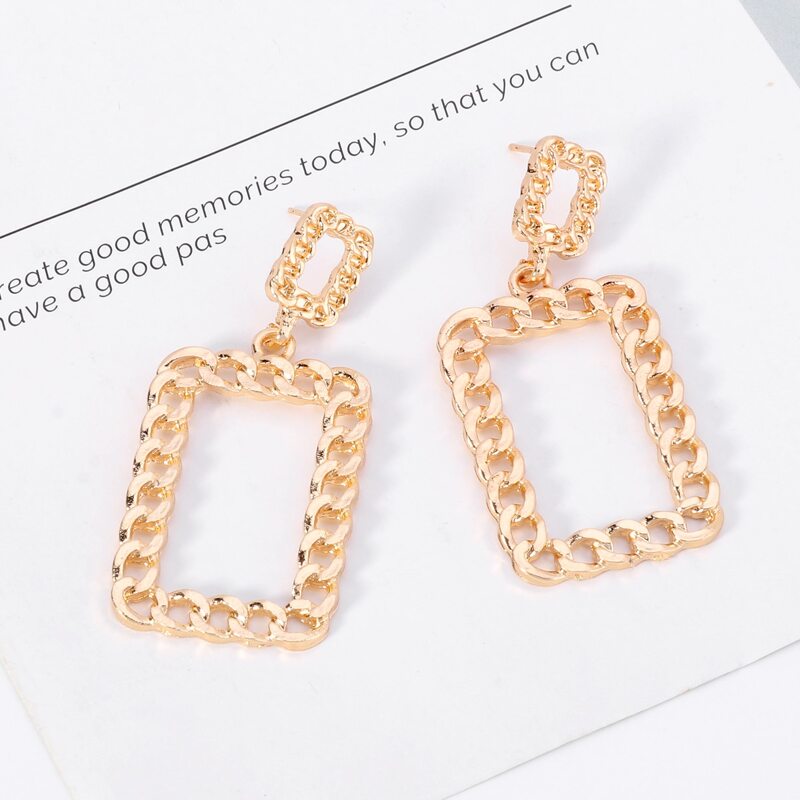 

Square Chain Drop Earrings, Gold
