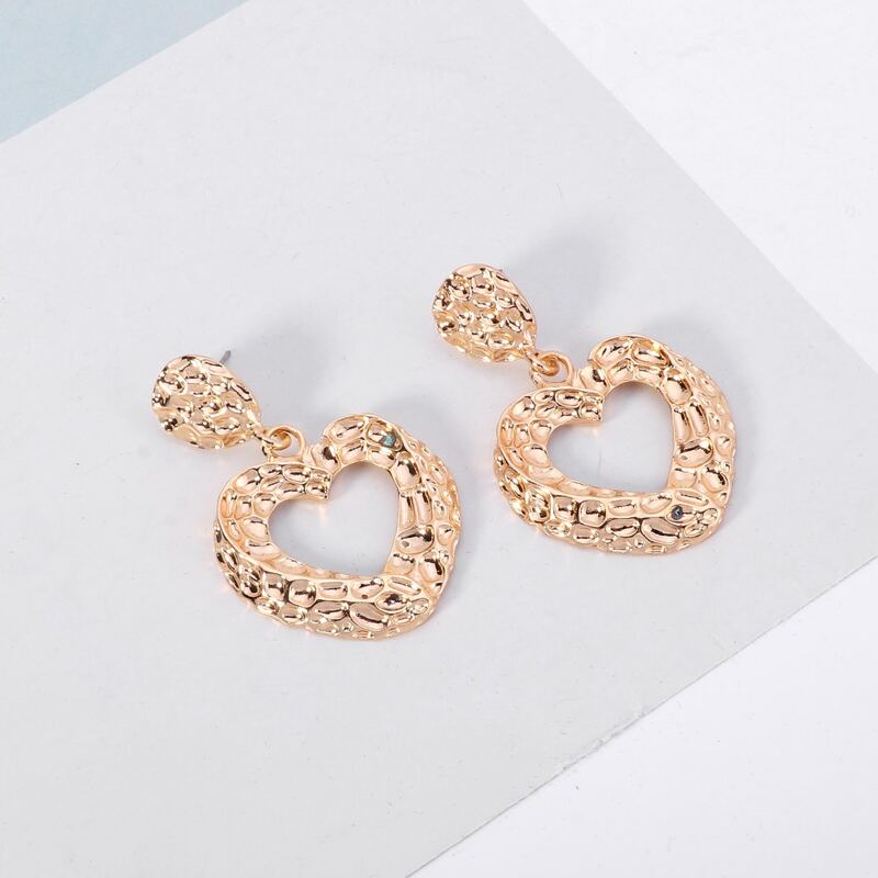 

Textured Heart Drop Earrings, Gold