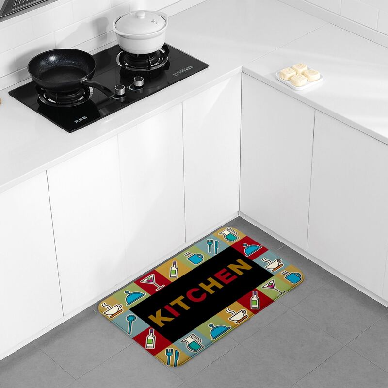 

Tableware Print Floor Mat, Multicolor