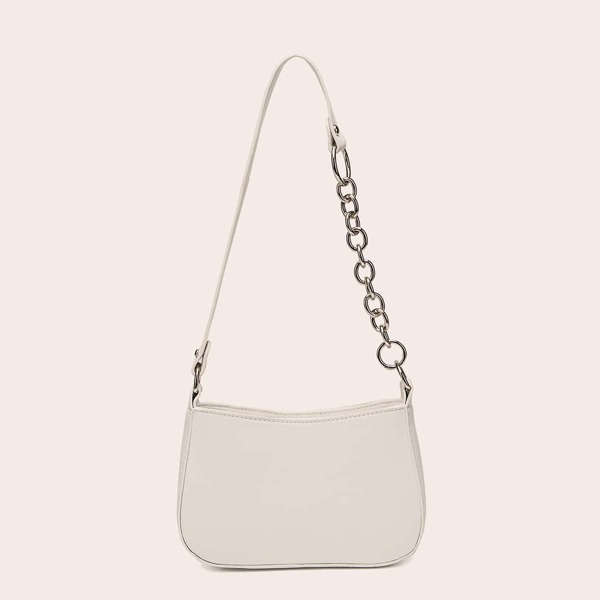 

Minimalist Chain Baguette Bag, Beige
