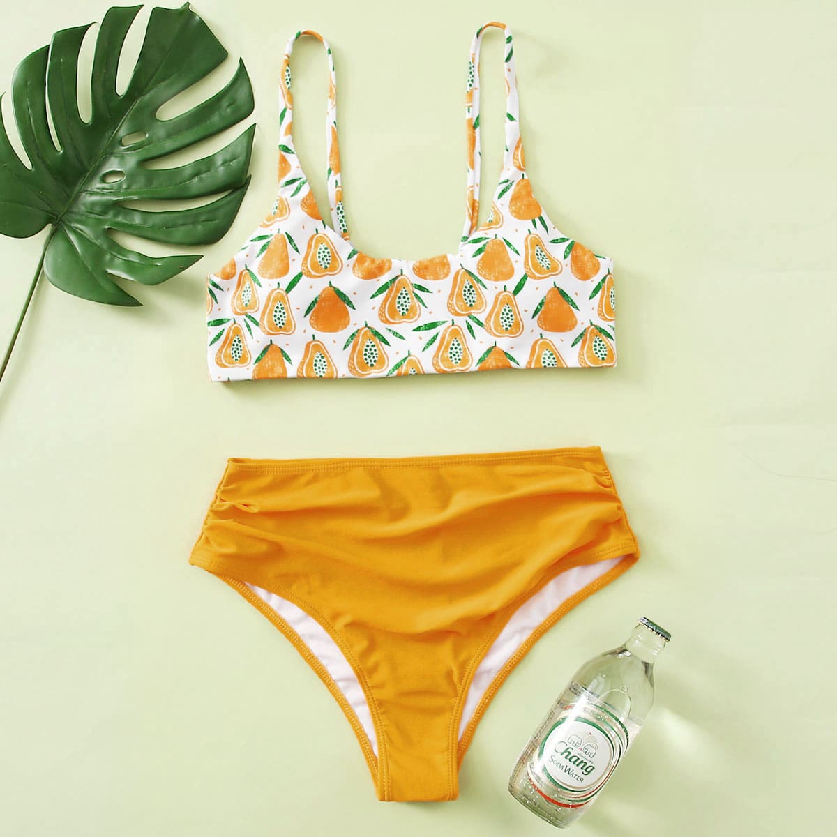 

Fruit Print High Waist Bikini Swimsuit, Multicolor