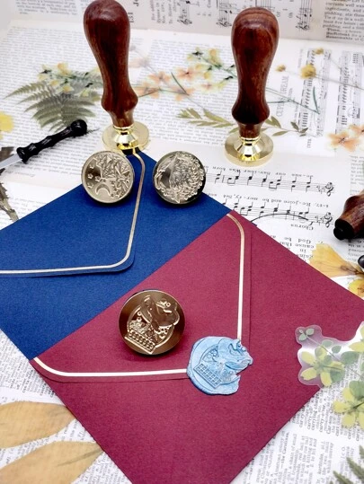 1入組隨機印章頭和1入組木頭手柄