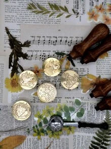 1入組隨機印章頭和1入組木頭手柄