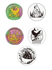 1入組隨機印章頭和1入組木頭手柄