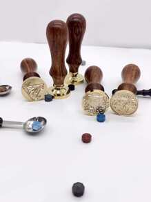 1入組隨機印章頭和1入組木頭手柄