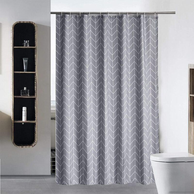 

Chevron Pattern Shower Curtain, Grey