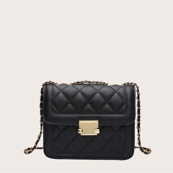 

Girls Quilted Chain Crossbody Bag, Black