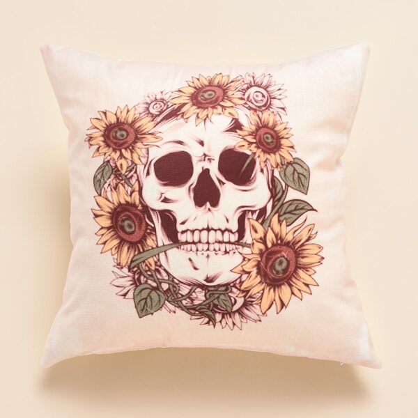 

Skull Print Cushion Cover Without Filler, Multicolor