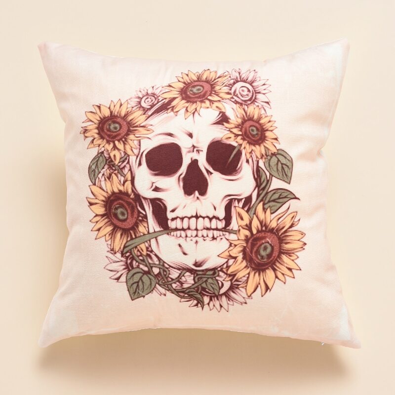 

Skull Print Cushion Cover Without Filler, Multicolor