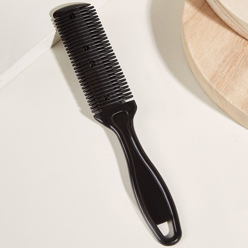 

1pc Double Sides Hair Razor Comb, Black