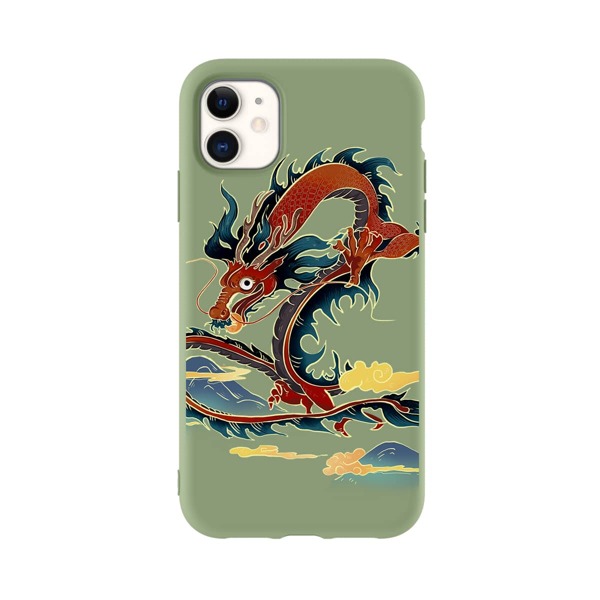 

Чехол для iPhone с китайским драконом, Зелёные
