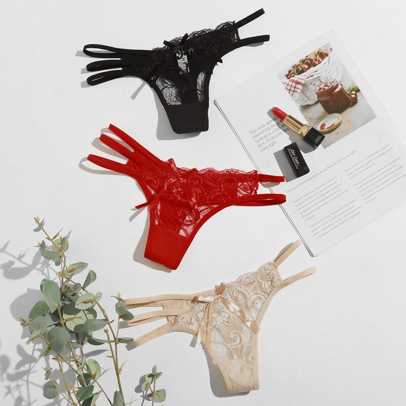 

3pack Floral Lace Cut Out Panty Set, Multicolor
