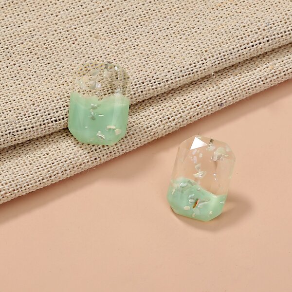 

Clear Rectangle Resin Earrings, Multicolor