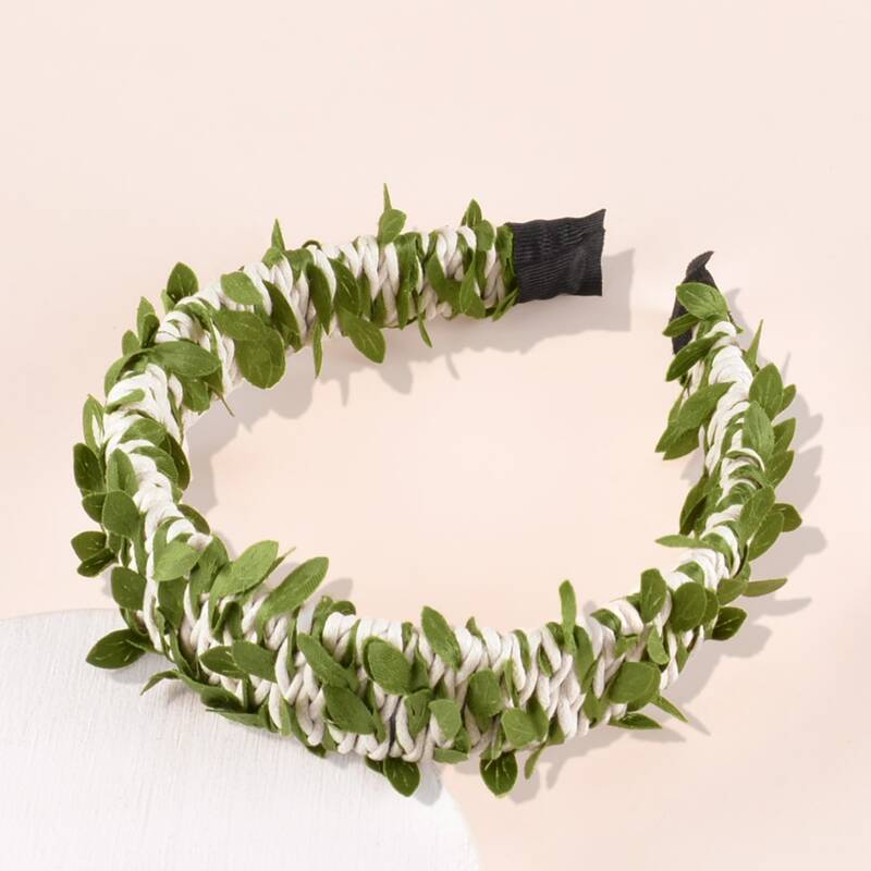 

Artificial Leaves Decor Woven Detail Hair Hoop, Green