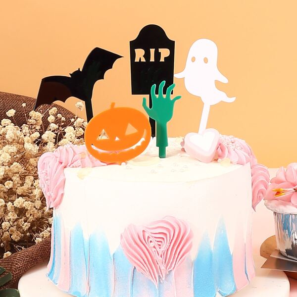 

5pcs Halloween Pattern Cake Topper, Multicolor