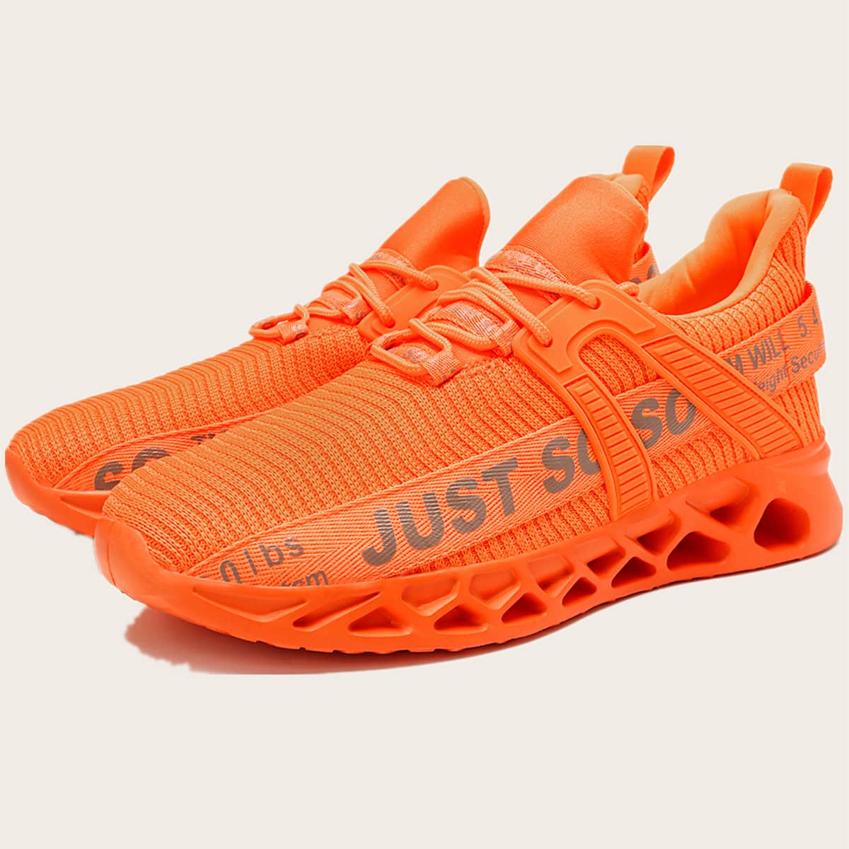 

Guys Letter Graphic Knit Chunky Sneakers, Bright orange