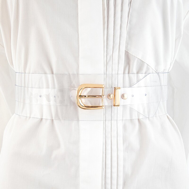 

Metal Buckle Transparent Belt, Clear