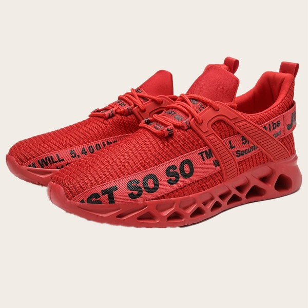 

Men Letter Graphic Knit Chunky Sneakers, Red