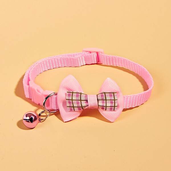

Plaid Bow Decor Dog Collar, Pink
