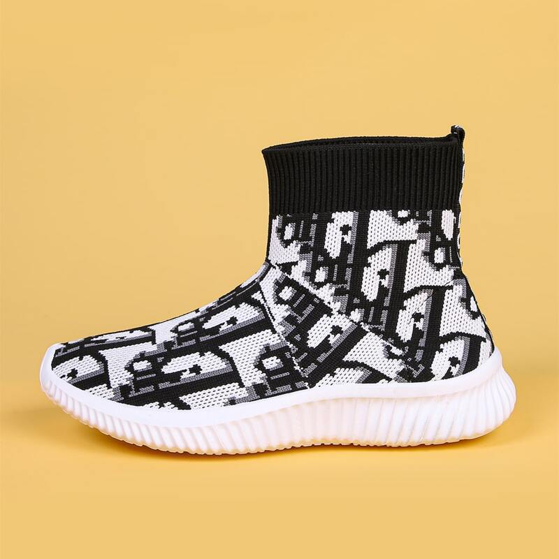 

Letter Graphic Slip On Sneakers, Black and white