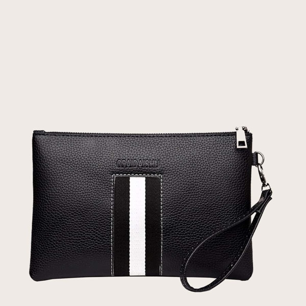 

Men Stripe Panel Purse, Black