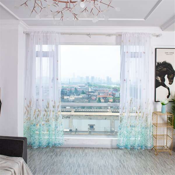 

Flower Print Single Panel Sheer Curtain, Multicolor