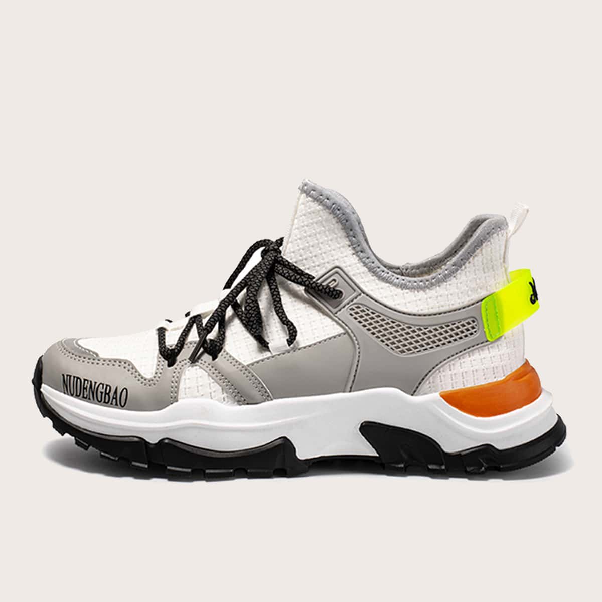 

Guys Lace Up Decor Colorblock Sneakers, Multicolor