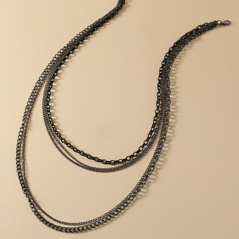 

Layered Chain Necklace, Black