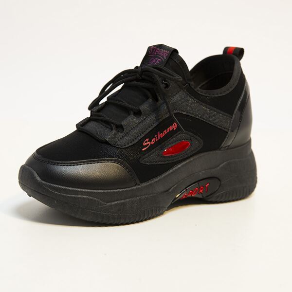 

Lace-up Front Chunky Sneakers, Black