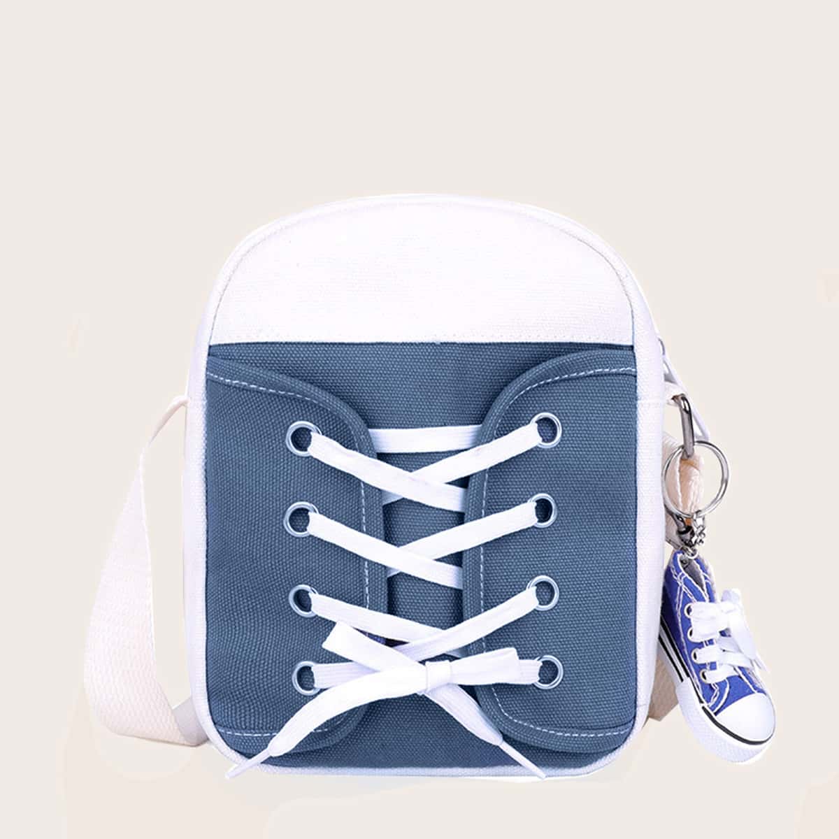 

Canvas Shoes Design Crossbody Bag, Blue