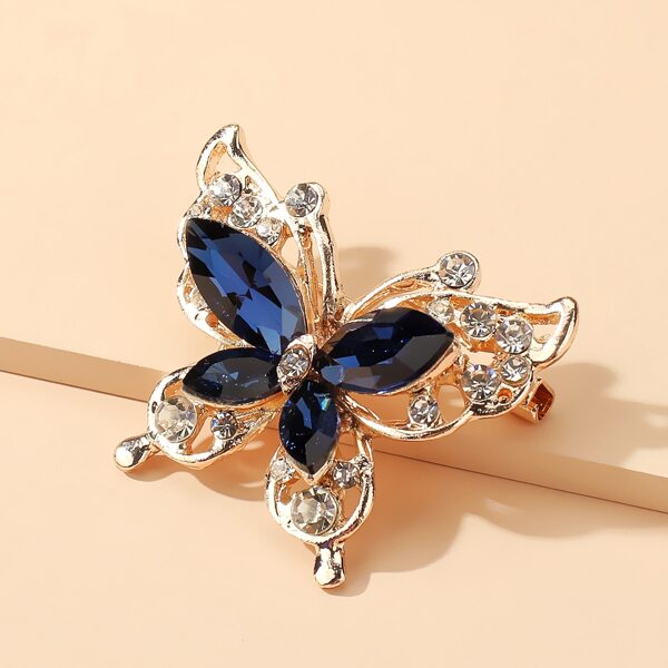 

Rhinestone Decor Butterfly Brooch, Blue