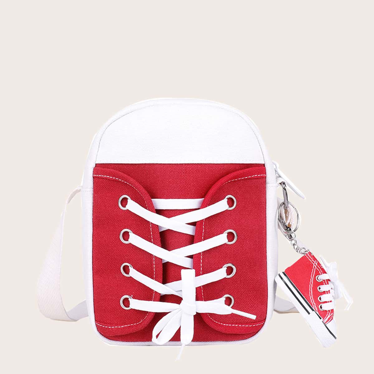 

Canvas Shoes Design Crossbody Bag, Red