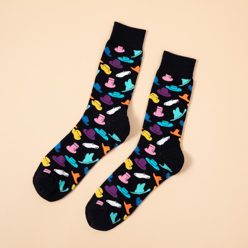 

Guys Hat Print Socks, Multicolor