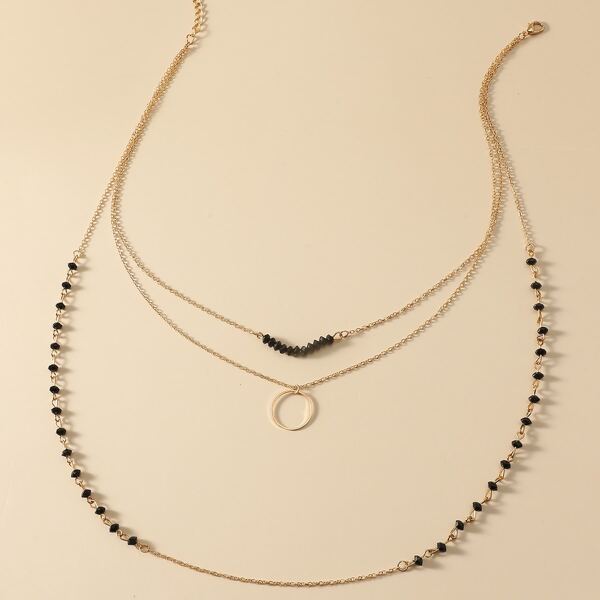 

Bead Decor Layered Necklace, Gold