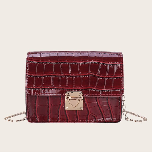 

Croc Embossed Push Lock Crossbody Bag, Red