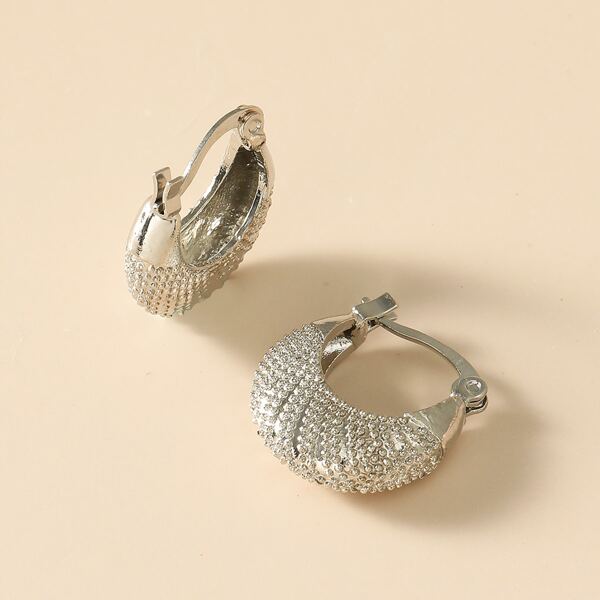 

Bag Design Hoop Earrings, Silver