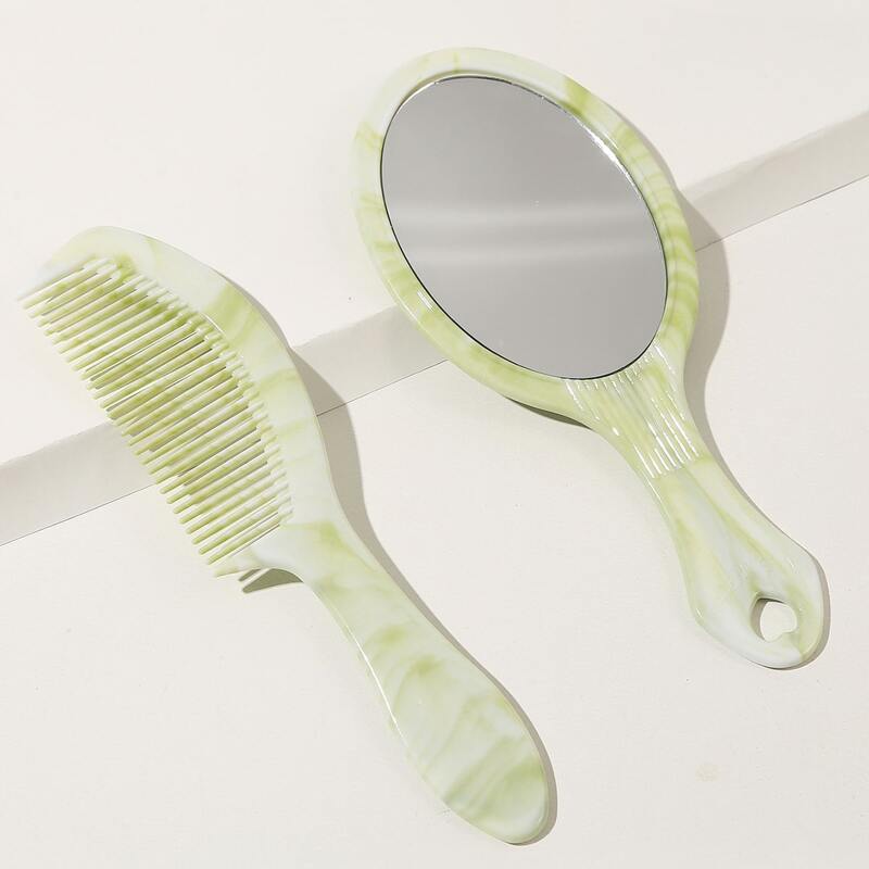 

1pc Hair Comb & 1pc Mirror, Multicolor