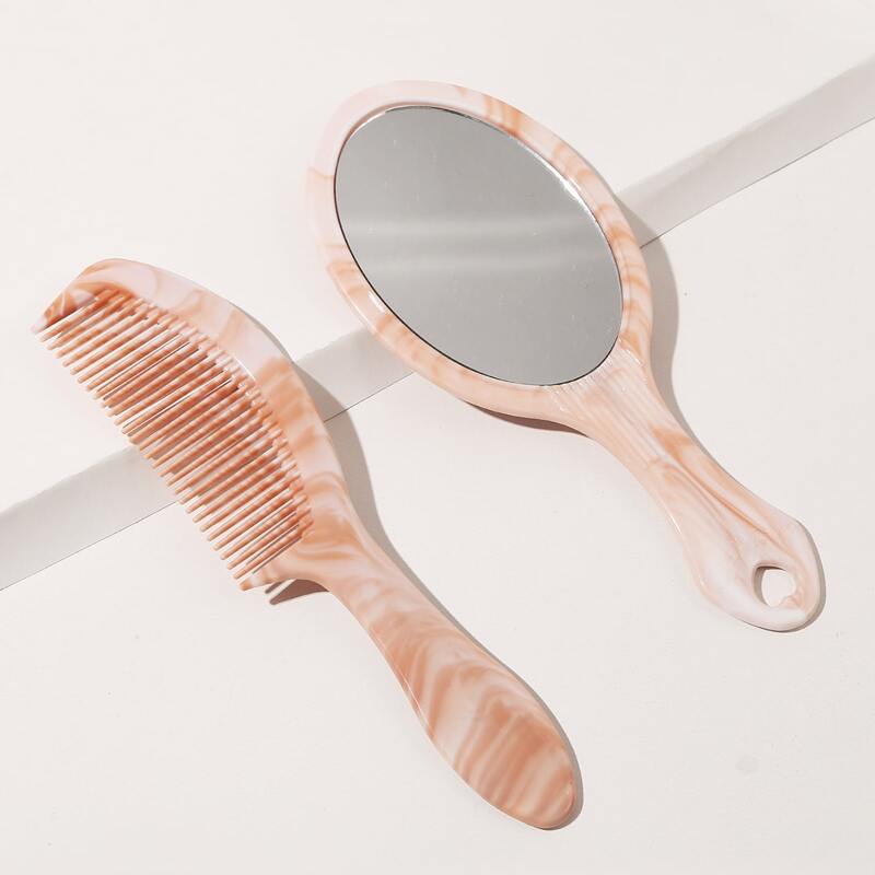 

1pc Hair Comb & 1pc Mirror, Multicolor